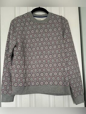 Tory Sport Gray Printed Crewneck Sweatshirt, Size Medium